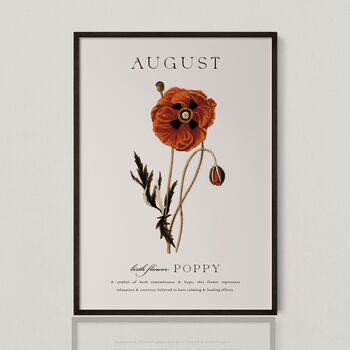 Birth Flower Wall Print 'Poppy' For August, 2 of 9