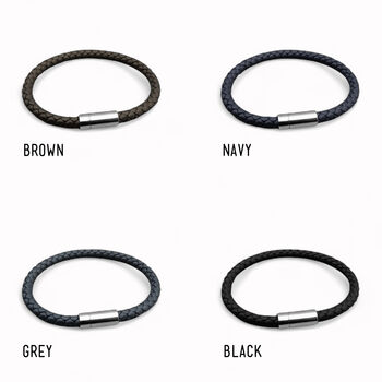 Men's Personalised Roman Numeral Year Thick Leather Bracelet, 5 of 5