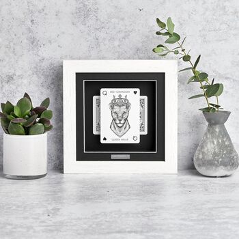 Personalised Best Grandma Gift Royal Lioness Playing Card Frame, 3 of 9