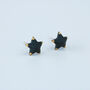 Sterling Silver Gold Tipped Black Star Stud Earrings, thumbnail 1 of 4