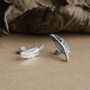 Sterling Silver Little Feather Stud Earrings, thumbnail 2 of 4