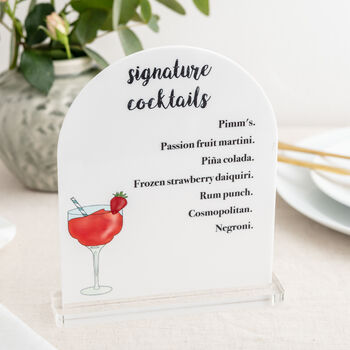 Personalised Cocktail Freestanding Acrylic Menu Sign, 3 of 5