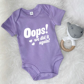 Oops We Did It Again! 2nd Baby Announcement Babygrow, 7 of 8