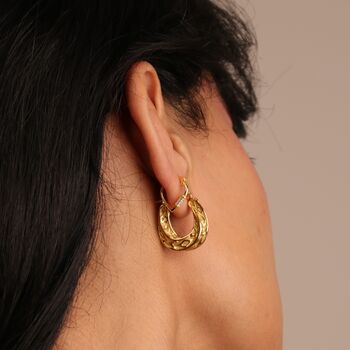 18 K Gold Plated Vintage Inspired Portobello Mini Hoop, 2 of 8