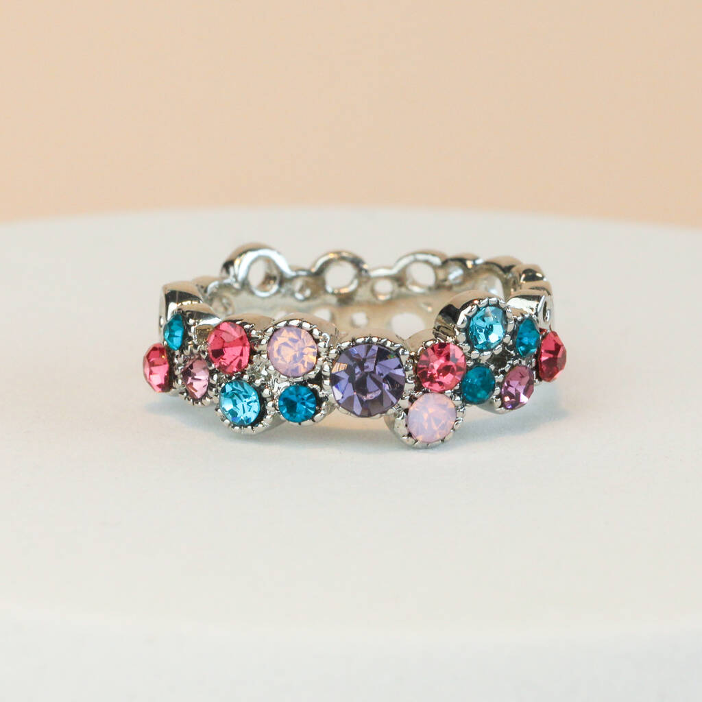 Colourful Crystal Bubble Design Ring, 1 of 3