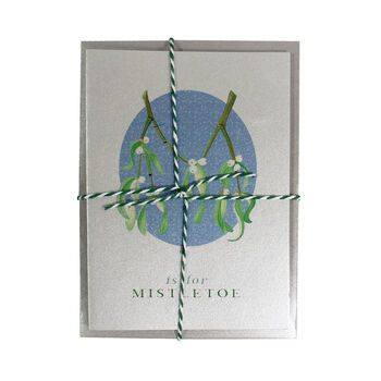 Silver Christmas Card Mistletoe, 4 of 5