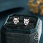 Sterling Silver Japanese Demon Oni Stud Earrings, thumbnail 1 of 11