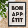 Elegant Bon Appétit Typography Art Print For Dining Spaces, thumbnail 1 of 4