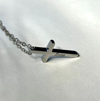 Personalised Christening Cross Chain Name Engraving, 6 of 6