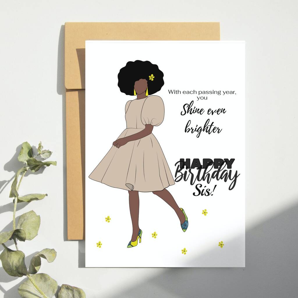 You Shine Brighter Afrocentric Sister Birthday Card, 1 of 2