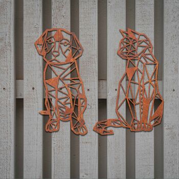 Geometric Dog And Cat Set Metal Wall Art Decor, 10 of 10
