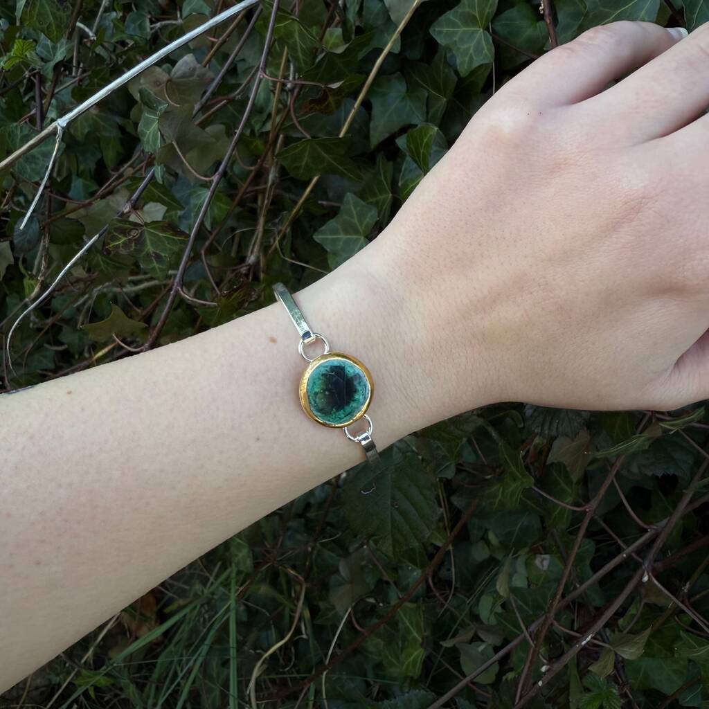 Round Emerald Reef Silver Plated Bangle, 1 of 8