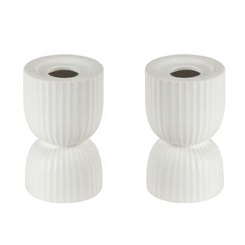 Two Matte White Ceramic Candlestick Holders, 3 of 3