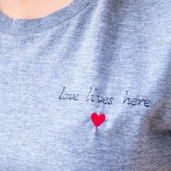 Embroidered Love Lives Here Women's Tshirt, 2 of 4