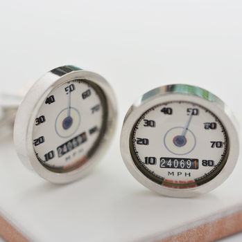 Personalised Date Cream Car Speedometer Cufflinks, 3 of 5