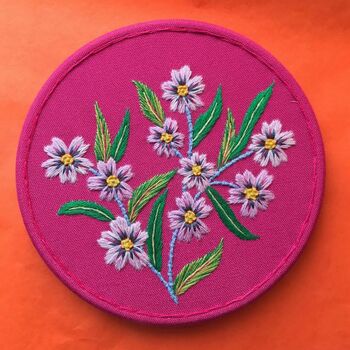 Bright Pink Floral Embroidery Kit, 2 of 5