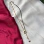 Half Black Bead Gold Plated Oval Pearl Y Shape Lariat Mangalsutra, thumbnail 2 of 5