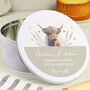 Personalised Highland Cow Cake Tin New Home Gift, thumbnail 1 of 2