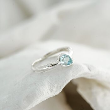 Teardrop Blue Topaz Silver Ring, 3 of 7