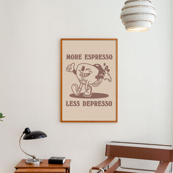 'More Espresso Less Depresso' Retro Coffee Art Print, 10 of 12