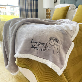 Personalised Embroidered Photo Grey Sherpa Blanket, 6 of 12