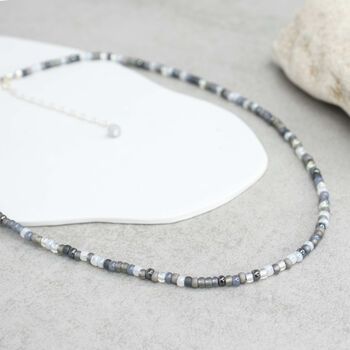 Luna 14 Inch Monochrome Seed Bead Necklace, 3 of 4