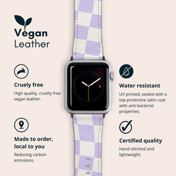 Purple Wavy Check Vegan Leather Apple Watch Band, 2 of 6