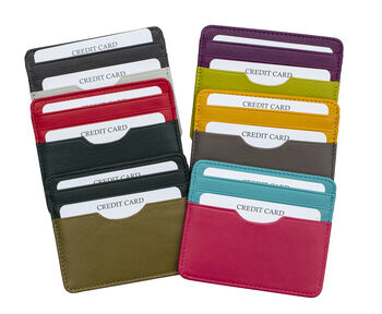 Two Tone Small Leather Credit Card Wallet Personalised Gift Boxed, 7 of 12