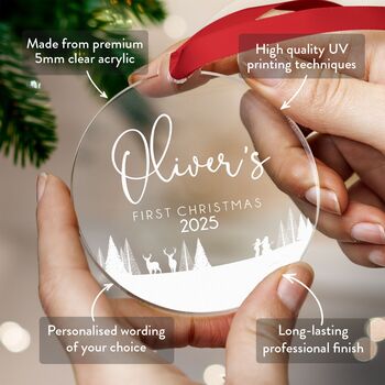 Baby's First Christmas Ornament Clear Acrylic 2025, 2 of 7