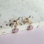 Bow Earrings With Pink Heart Charm, thumbnail 1 of 4