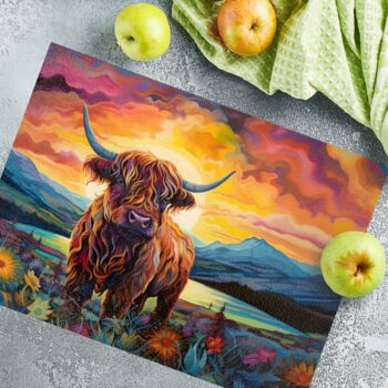 Highland Cow Textured Glass Chopping Board, 5 of 8