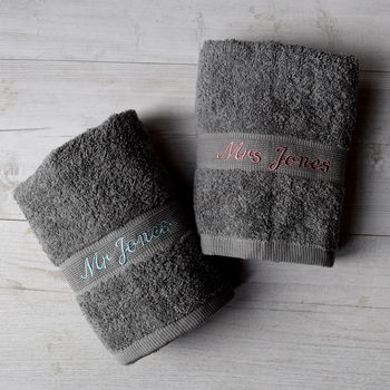 Personalised Grey Wedding Towels, 2 of 3