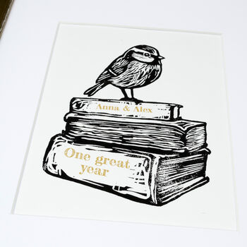 Personalised 'Books' First Wedding Anniversary Print, 3 of 9