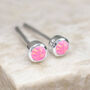 Mini Sterling Silver Light Pink Opal Stud Earrings, thumbnail 4 of 11