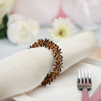 Floral Wooden Napkin Rings Set, 2 of 5