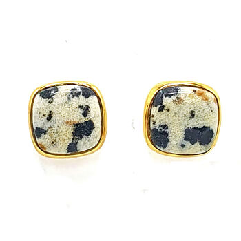 Gold Vermeil Plated Dalmatian March Birthstone Earrings, 3 of 7