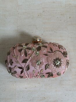 Pink Embroidered Handcrafted Clutch Bag, 12 of 12