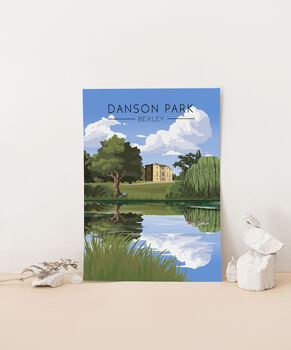 Danson Park London Travel Poster Art Print, 3 of 8