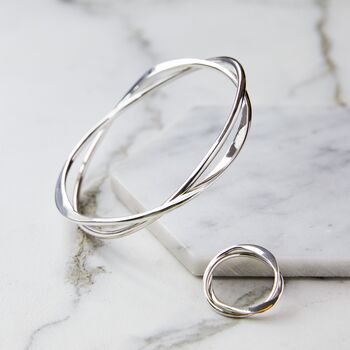 Curve Infinity Solid Sterling Silver Ring, 4 of 10