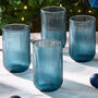 Palermo Set Of Four Blue Ribbed Highball Tumblers, thumbnail 1 of 5