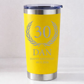 Personalised Birthday Crest Travel Cup – Double Wall Insulated, 7 of 12