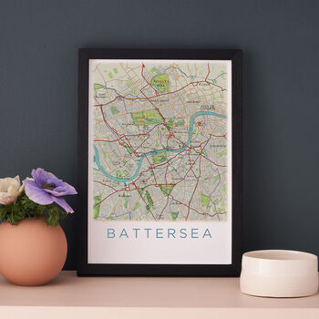 Framed And Personalised Battersea London Map Print, 2 of 2