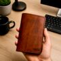 Personalised A6 Leather Pocket Journal, Refillable Notebook, Spanish Brown, thumbnail 1 of 12