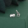 Sterling Silver Elephant And Giraffe Stud Earrings, thumbnail 3 of 10