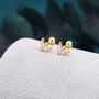 Sterling Silver Rose Pink Cz Marquise Leaf Duo Barbell Earrings, thumbnail 6 of 12