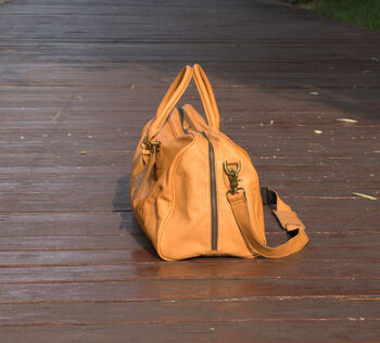 Leather Holdall Weekend Bag, 8 of 12