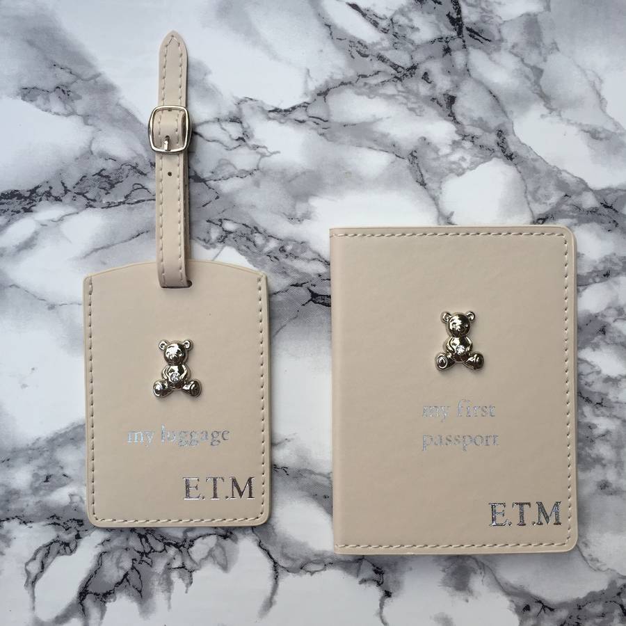 Personalised First Baby Passport Cover And Luggage Tag By HA Designs