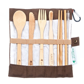 Reusable Brown Bamboo Cutlery Travel Set, 2 of 11