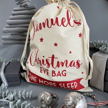 Personalised Christmas Eve Bag Natural With Black, 8 of 12