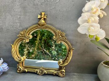 30cm Distressed Gold Baroque Crown Wall Mirror, 4 of 6